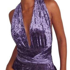 FREE PEOPLE VELVET PURPLE HALTER TOP! (Never worn!)